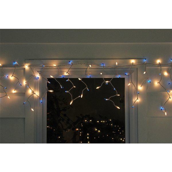 Northlight 50 Blue and Clear Mini Window Curtain Icicle Christmas Lights