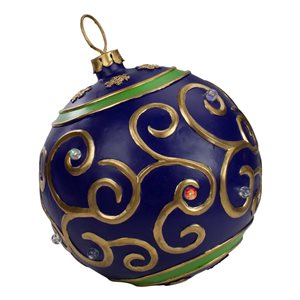 Northlight 12-in Blue and Gold Large Christmas Ball Ornament Tabletop LED Decoration