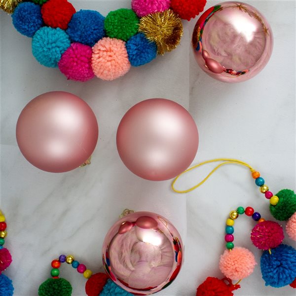 Northlight 4-in Pink Glass Christmas Ball Ornaments - Pack of 4