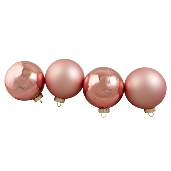 Northlight 4-in Pink Glass Christmas Ball Ornaments - Pack of 4