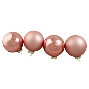 Northlight 4-in Pink Glass Christmas Ball Ornaments - Pack of 4