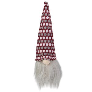 Northlight 8-in Lighted Red  White and Grey Knit Gnome Head Christmas Ornament