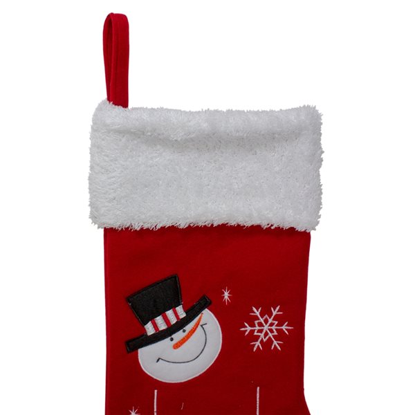 Northlight 19-in Red and White Embroidered Snowmen Letter to Santa Claus Christmas Stocking