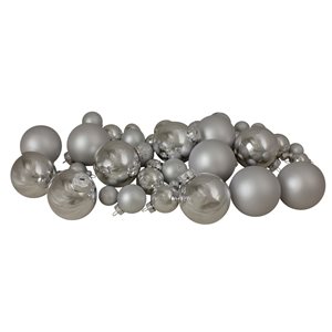 Northlight 2.5-in Shiny and Matte Silver Glass Ball Christmas Ornaments - Pack of 40
