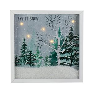 Northlight 10-in x 10-in LED Lighted Let it Snow Winter Forest Christmas Canvas Wall Art