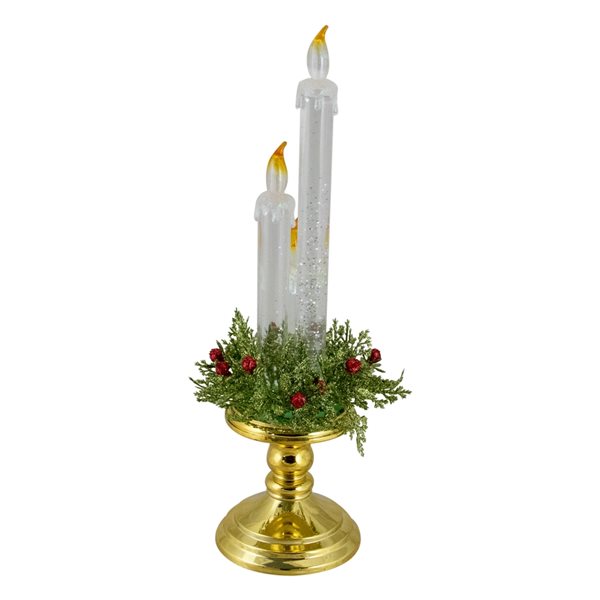 Northlight Lighted Water Candle on a Gold Base with Berries