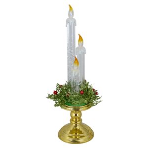 Northlight Lighted Water Candle on a Gold Base with Berries