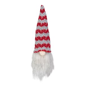 Northlight 8-in Lighted Red and Grey Knit Gnome Head Christmas Ornament