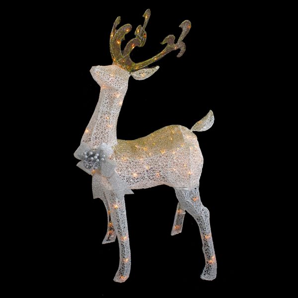 Northlight 48-in White and Gold Lighted Standing Buck Outdoor Christmas Decor