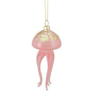 Northlight 4.75-in Transparent Pink Jellyfish Glass Christmas Ornament