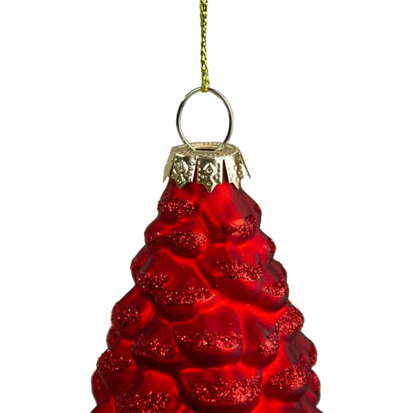 Northlight 7.25-in Red Pine Cone Glass Christmas Ornament