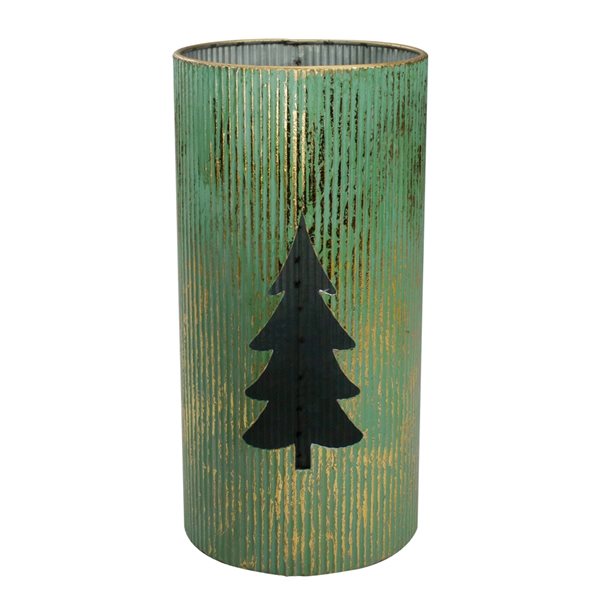 Northlight Rustic Green and Gold Christmas Tree Tabletop Lantern - Set ...