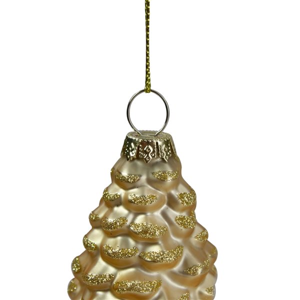 Northlight 8-in Gold With Glitter Accents Pine Cone Christmas Ornament