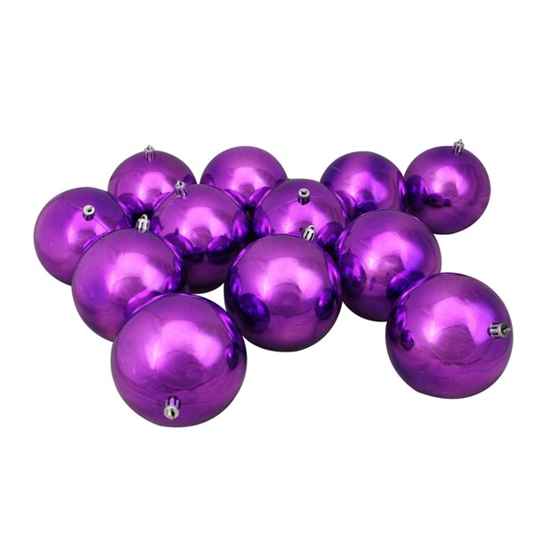 Northlight 4-in Purple Shatterproof Shiny Christmas Ball Ornaments ...