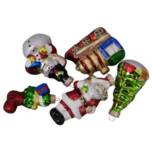 Northlight 3.5-in Vibrantly Coloured Festive Holiday Christmas Figurine Ornaments - Pack of 5