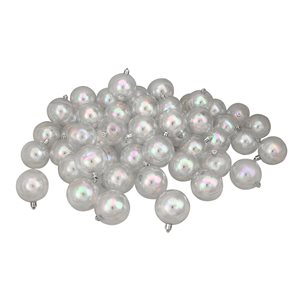 Northlight 2.5-in Clear Iridescent Shatterproof Shiny Christmas Ball Ornaments - Pack of 60