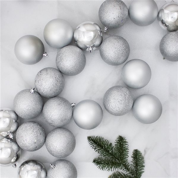 Northlight 2.5-in Shatterproof Silver Christmas Ball Ornaments