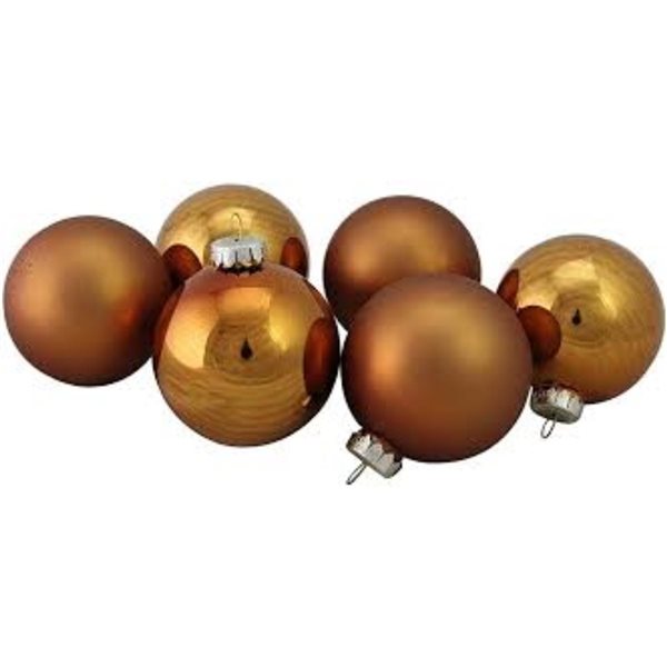 Northlight 3.25-in Bronze and Amber Glass Christmas Ball Ornaments - Pack of 6