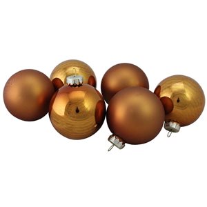 Northlight 3.25-in Bronze and Amber Glass Christmas Ball Ornaments - Pack of 6