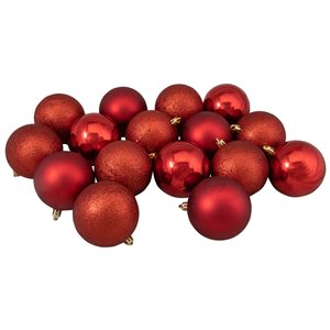 Northlight 3-in Red Hot Shatterproof Christmas Ball Ornaments - Pack of 16