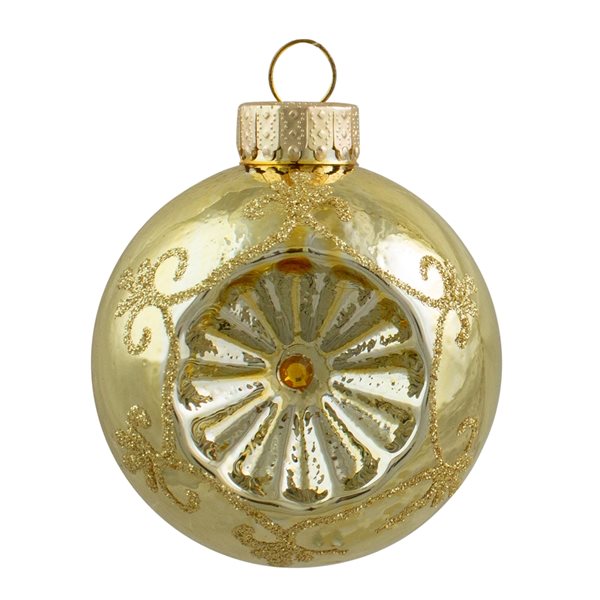Northlight 2.75-in Gold Retro Reflector Glass Christmas Ball Ornaments - Pack of 6