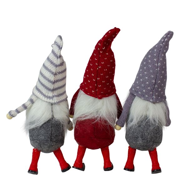 Northlight 10-in Standing Gnome Christmas Ornaments - Set of 3