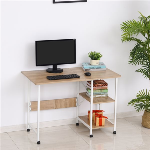 HomCom 42.25-in Brown/Tan Modern/Contemporary Computer Desk