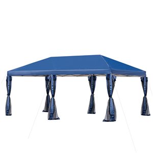 Tente à auvent pliable rectangulaire bleue Outsunny de 8 pi x 20 pi avec sac de transport