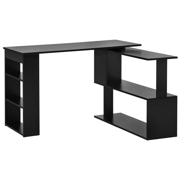 Bureau en forme de L HomCom moderne et contemporain noir de 47,25 po