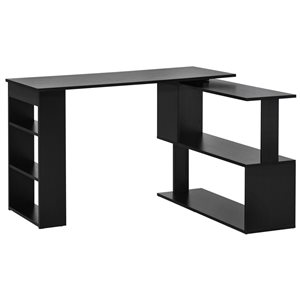 HomCom Black 47.25-in Modern/Contemporary L-Shaped Desk