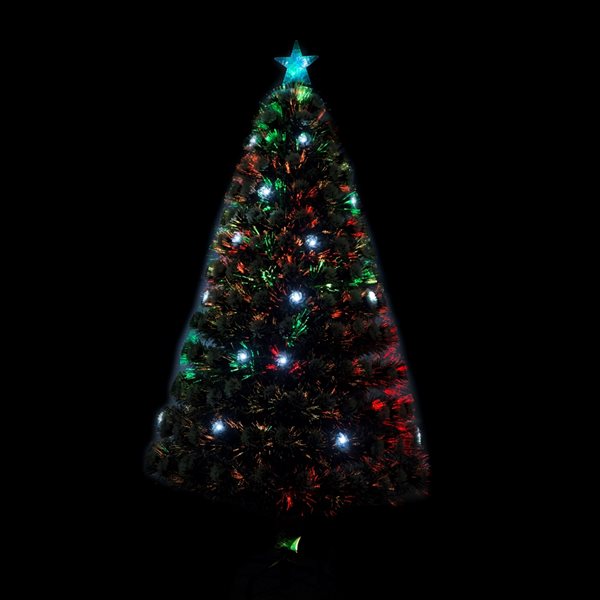 Sapin de Noël artificiel de HomCom de 4 pi floqué sur pieds régulier avec 16 lumières multicolores, vert