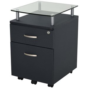 HomCom Black/Silver 2-Drawer File Cabinet with Wheels