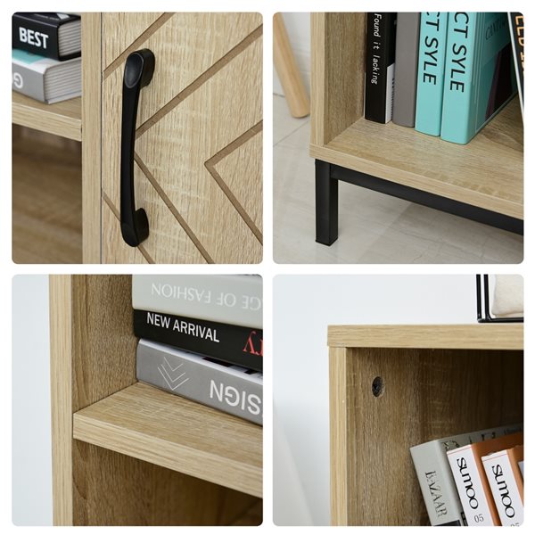 HomCom Natural Wood Composite 4-Shelf Standard Bookcase