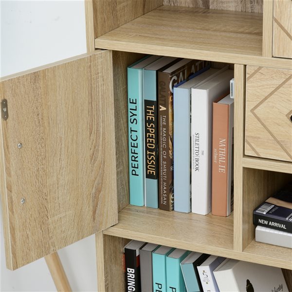 HomCom Natural Wood Composite 4-Shelf Standard Bookcase