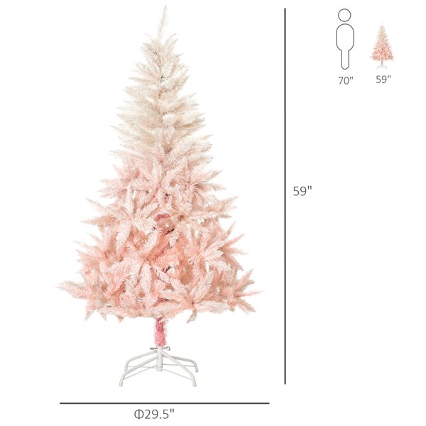 HomCom 5-ft Leg Base Spruce Full Pink Artificial Christmas Tree