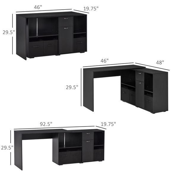 HomCom 46-in Black Modern/Contemporary Computer Desk