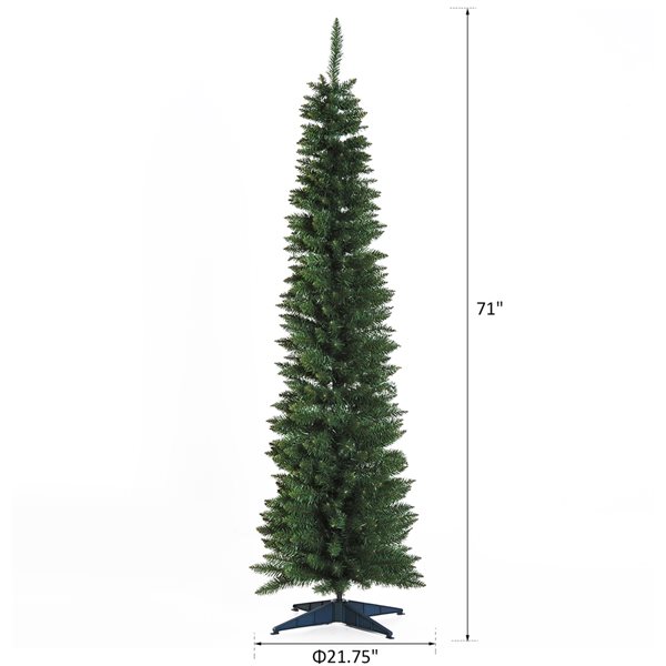 HomCom 6-ft Leg Base Slim Green Artificial Christmas Tree