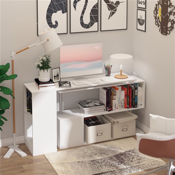 HomCom White 55-in Modern/Contemporary L-Shaped Desk