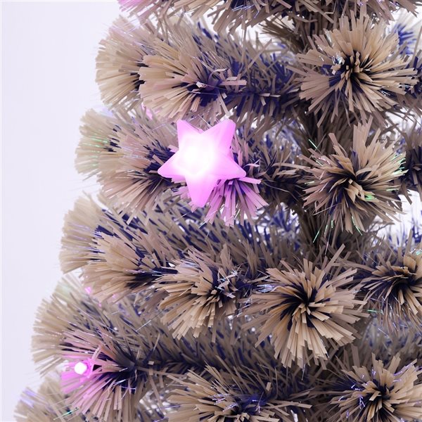 Sapin de Noël artificiel de HomCom de 5 pi sur pieds régulier avec 21 lumières multicolores, blanc