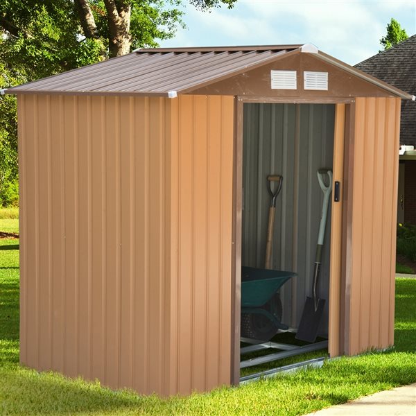 Outsunny 6-ft x 9-ft Yellow Galvanized Steel Storage Shed