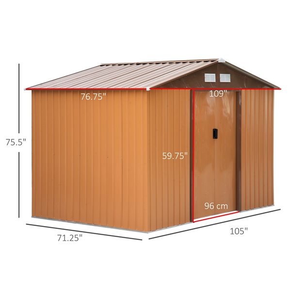 Outsunny 6-ft x 9-ft Yellow Galvanized Steel Storage Shed