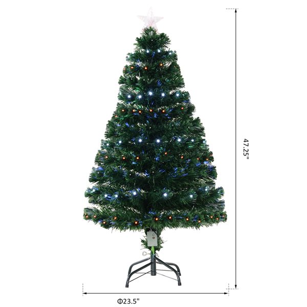 Sapin de Noël artificiel de HomCom de 4 pi sur pieds régulier avec 130 lumières multicolores, vert