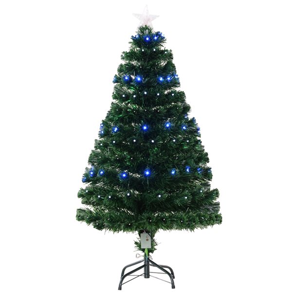 Sapin de Noël artificiel de HomCom de 4 pi sur pieds régulier avec 130 lumières multicolores, vert