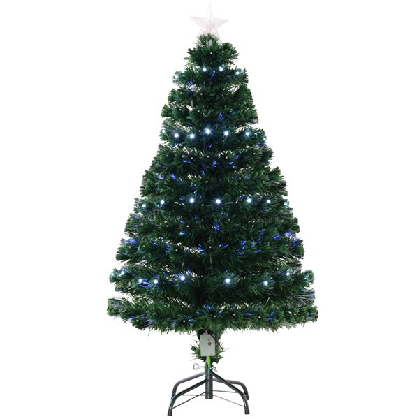 Sapin de Noël artificiel de HomCom de 4 pi sur pieds régulier avec 130 lumières multicolores, vert