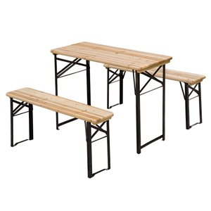 Outsunny 47.2-in Cedar Rectangle Collapsible Picnic Table