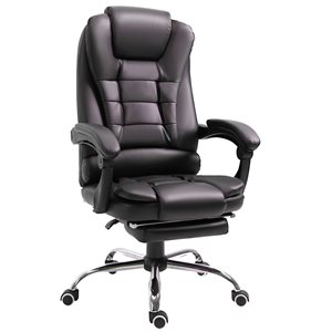 Homcom Brown Ergonomic Adjustable Height Swivel PU Leather Executive Chair with Footrest