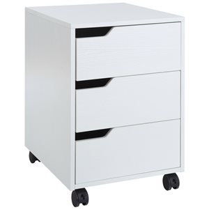 HomCom White 3-Drawer File Cabinet with Wheels