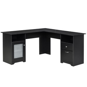 HomCom 59.5-in Black Modern/Contemporary L-Shaped Desk