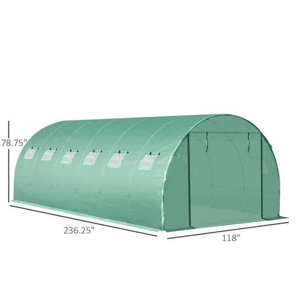Outsunny 19.7-ft L x 9.8-ft W x 6.6-ft H Green High Tunnel