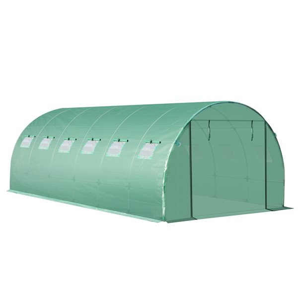 Outsunny 19.7-ft L x 9.8-ft W x 6.6-ft H Green High Tunnel